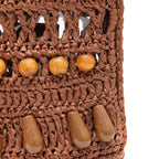 BOLSA BUCKET CORA RAFIA CASTANHO CACAU