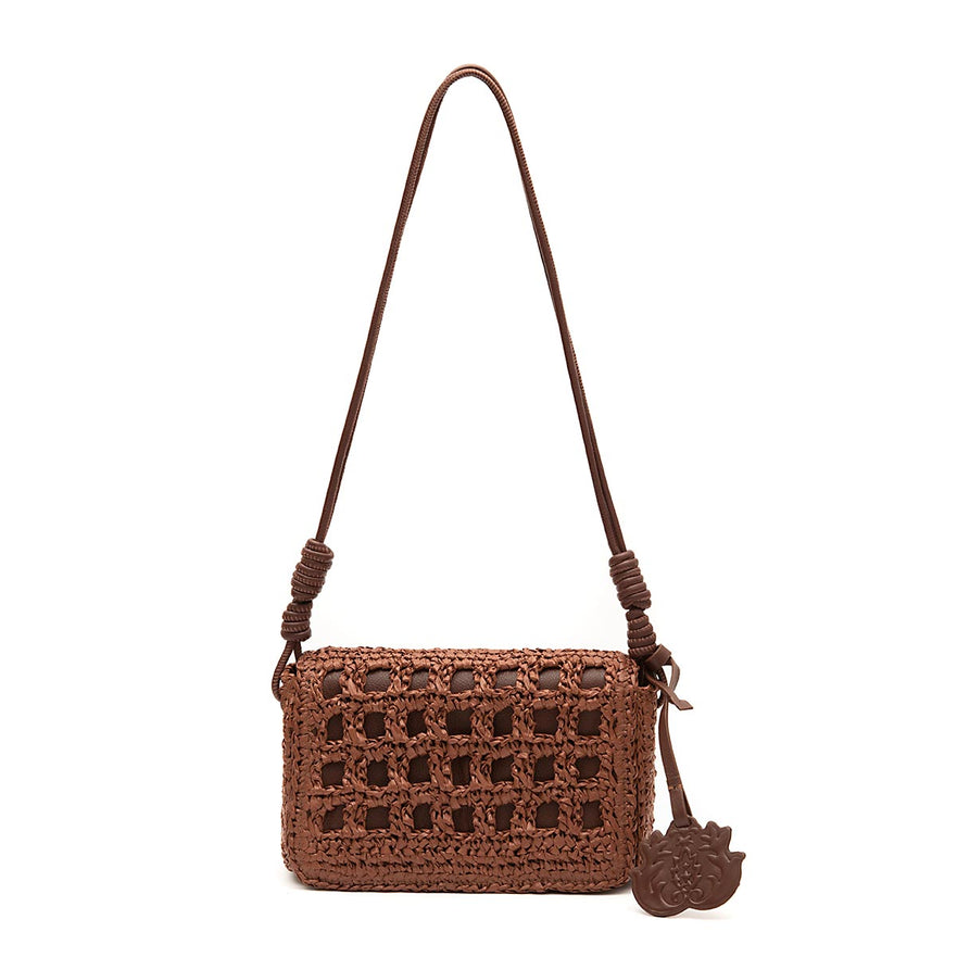 BOLSA FLAP CROCHE IARA CACAU