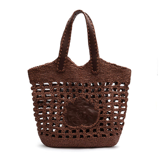BOLSA MAXI SHOPPER EM RÁFIA CACAU