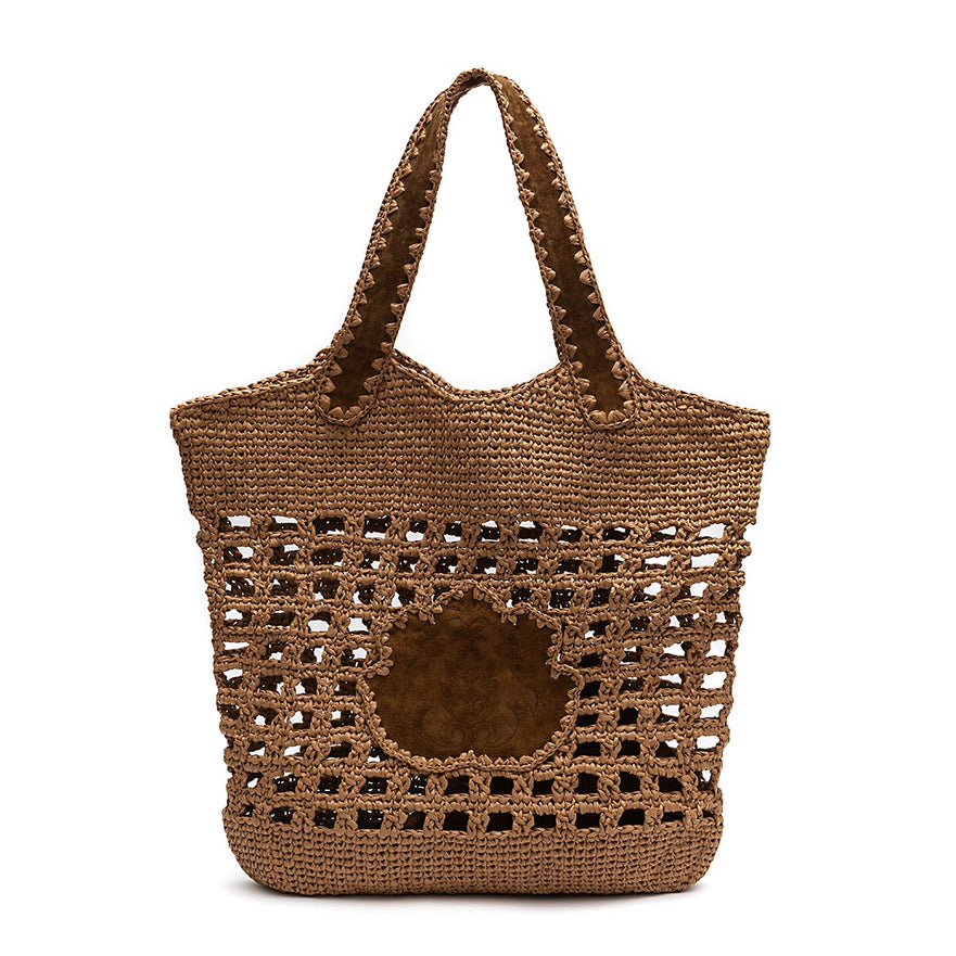 BOLSA MAXI SHOPPER EM RÁFIA CAFÉ COM LEITE
