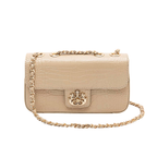 BOLSA ANNE EM COURO NATUAL NEW CROCO NATA OURO