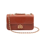 BOLSA ANNE EM COURO LIZARD JASPE OURO