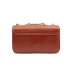 BOLSA ANNE EM COURO LIZARD JASPE OURO