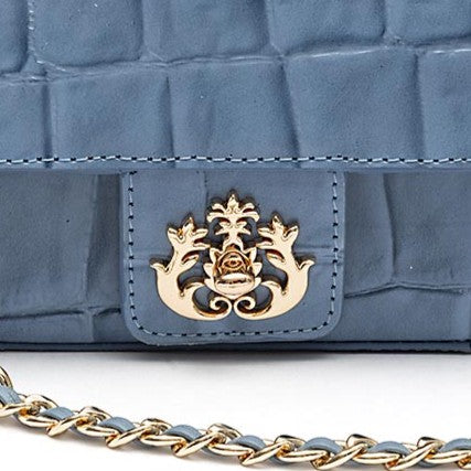 BOLSA BAGUETE ANNE MINI COURO CAIMAN SUMMER NIGHT