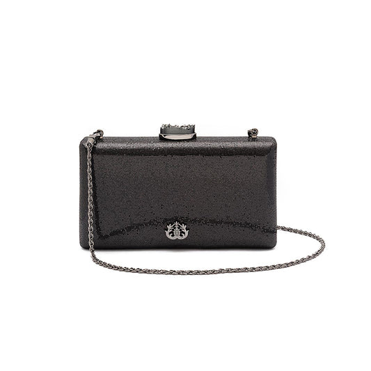 EVA CLUTCH BAG BLACK CRYSTAL CLASP