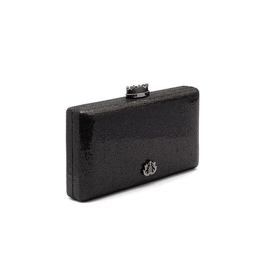 EVA CLUTCH BAG BLACK CRYSTAL CLASP