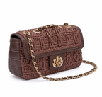BOLSA BAGUETE ANNE PEQUENA CROCHÊ CANELA
