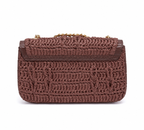 BOLSA BAGUETE ANNE PEQUENA CROCHÊ CANELA