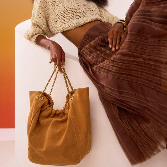 PETRA SHOPPING BAG ALMOND SUEDE