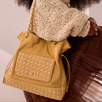 MACADAMIA RAFFIA BRAID DAHLIA TOTE BAG