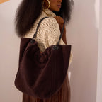 PETRA SHOPPING BAG SUEDE ESPRESSO ONYX