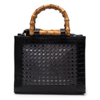 Bolsa Diana Média PALHA SEXTAVADA e Couro MAXI CROCO PRETA