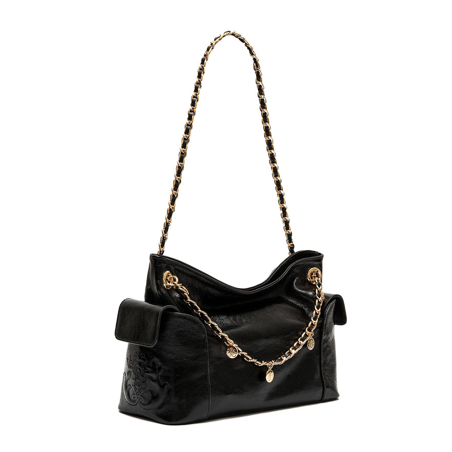 BOLSA DAYSE POCKET SHOULDER COURO PRETA