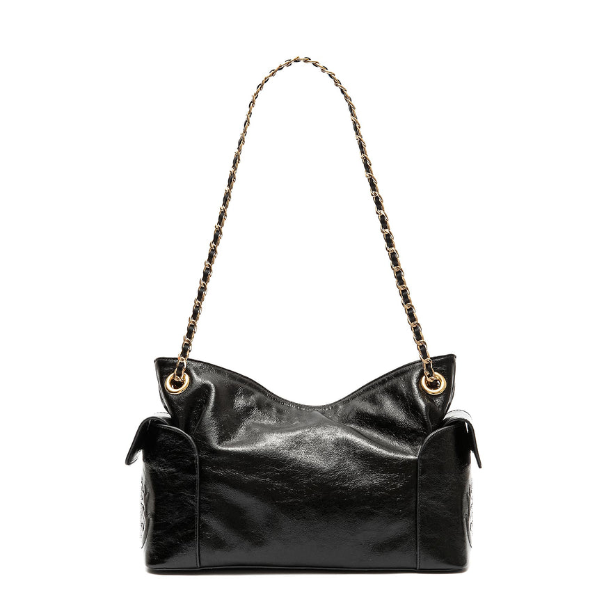 BOLSA DAYSE POCKET SHOULDER COURO PRETA