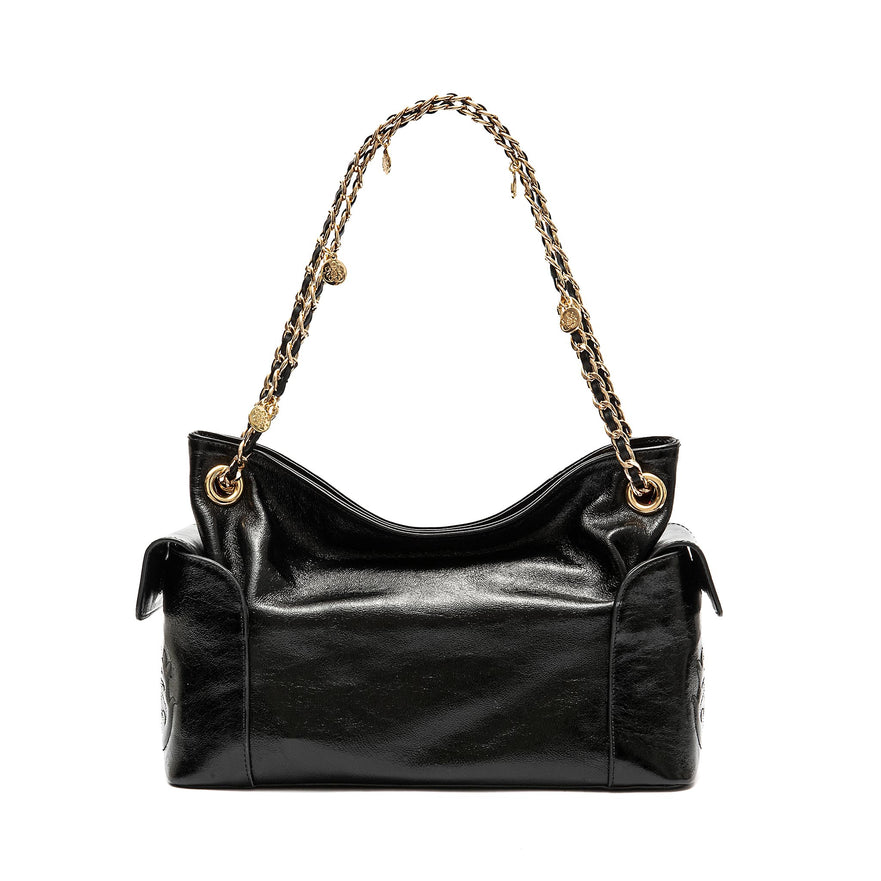 BOLSA DAYSE POCKET SHOULDER COURO PRETA
