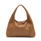 BOLSA ÍSIS WOVEN HOBO TRESSÊ MÉDIA COURO AMENDOA