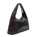 BOLSA HOBO ÍSIS WOVEN MAXI COURO TRESSÊ PRETO