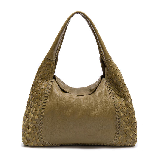 BOLSA HOBO ÍSIS WOVEN MAXI COURO TRESSÊ PISTACHE