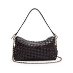 BOLSA ÍSIS WOVEN SHOULDER COURO TRESSÊ PEQUENE PRETA