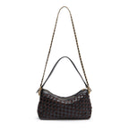 BOLSA ÍSIS WOVEN SHOULDER COURO TRESSÊ PEQUENE PRETA