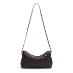 BOLSA ÍSIS WOVEN SHOULDER COURO TRESSÊ PEQUENE PRETA