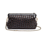BOLSA ÍSIS WOVEN SHOULDER COURO TRESSÊ PEQUENE PRETA