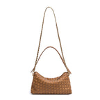 BOLSA ÍSIS WOVEN SHOULDER COURO TRESSÊ PEQUENE AMÊNDOA