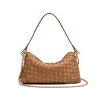 BOLSA ÍSIS WOVEN SHOULDER COURO TRESSÊ PEQUENE AMÊNDOA