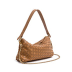 BOLSA ÍSIS WOVEN SHOULDER COURO TRESSÊ PEQUENE AMÊNDOA