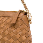 BOLSA ÍSIS WOVEN SHOULDER COURO TRESSÊ PEQUENE AMÊNDOA