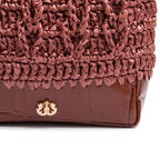 BOLSA TOTE SAVANA PEQUENA RÁFIA COURO CANELA