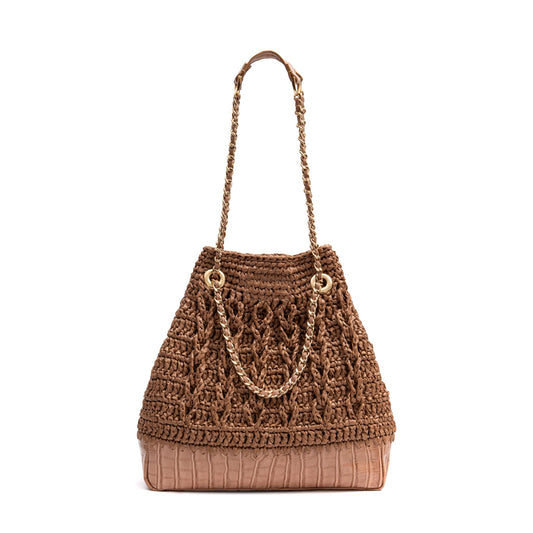 BOLSA MAXI SAVANA SHOPPER GRANDE RÁFIA COURO SOLAR