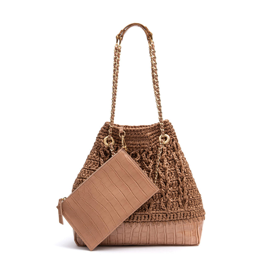 BOLSA MAXI SAVANA SHOPPER GRANDE RÁFIA COURO SOLAR