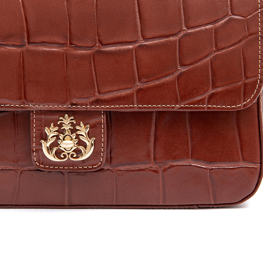 BOLSA BAGUETE ANNE JUMBO COURO CANELA