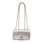 BOLSA BAGUETE ANNE MINI COURO ESCAMAS PRATA