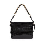 BOLSA CROSSBODY CINDY LOCKER PRETO COURO OURO