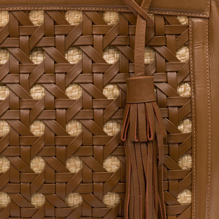BOLSA TOTE TRESSÊ MAXI SOFT AVELÃ PALHA DAMIER NATURAL