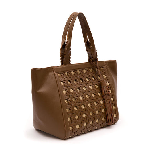 BOLSA TOTE TRESSÊ MAXI SOFT AVELÃ PALHA DAMIER NATURAL