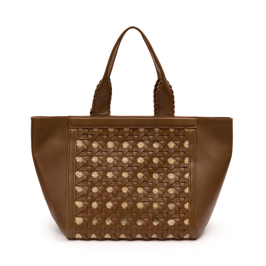 BOLSA TOTE TRESSÊ MAXI SOFT AVELÃ PALHA DAMIER NATURAL