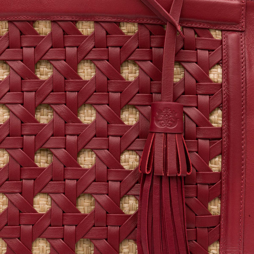 BOLSA TOTE TRESSÊ MAXI SOFT CHERRY PALHA DAMIER NATURAL