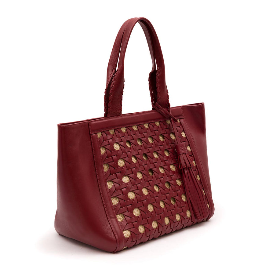 BOLSA TOTE TRESSÊ MAXI SOFT CHERRY PALHA DAMIER NATURAL