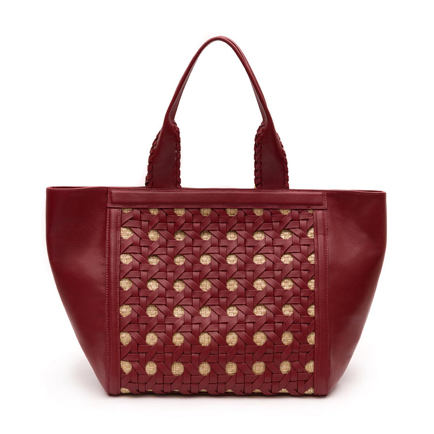 BOLSA TOTE TRESSÊ MAXI SOFT CHERRY PALHA DAMIER NATURAL