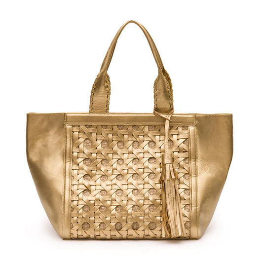 BOLSA TOTE TRESSÊ MAXI SOFT OURO PALHA DAMIER NATURAL