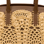 BOLSA ELIS TOTE CROCHÊ SOFT AVELÃ RAFIA CREME