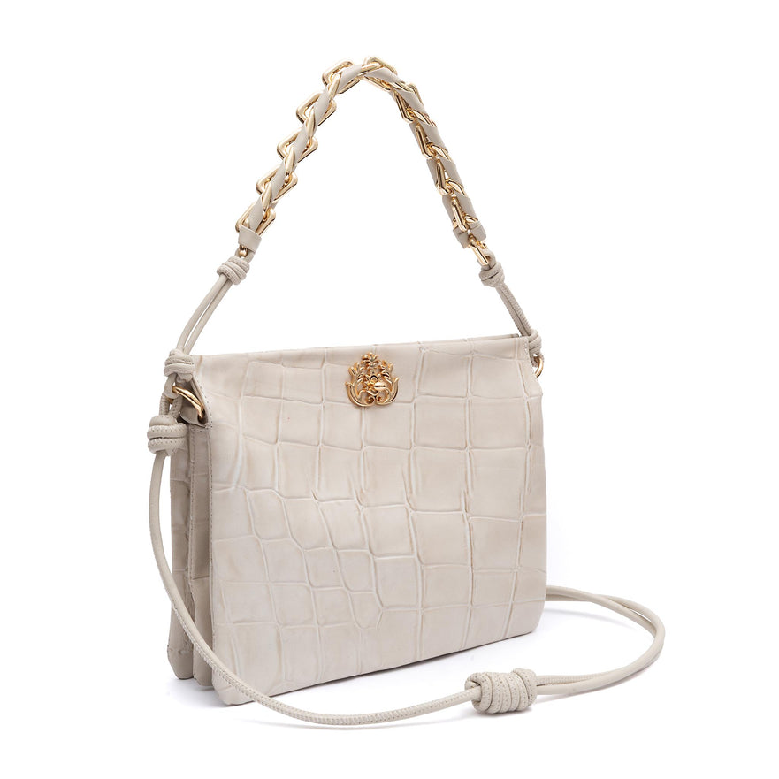 BOLSA CROSSBODY CINDY LOCKER MARSHMALLOW COURO