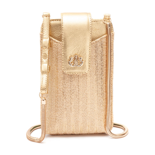 PHONE POUCH TIRACOLO EM PALHA GOLD