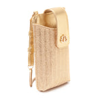 GOLD STRAW CROSSBODY PHONE POUCH