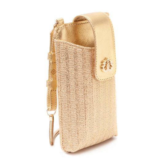 PHONE POUCH TIRACOLO EM PALHA GOLD