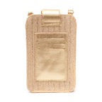 GOLD STRAW CROSSBODY PHONE POUCH