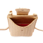 GOLD STRAW CROSSBODY PHONE POUCH